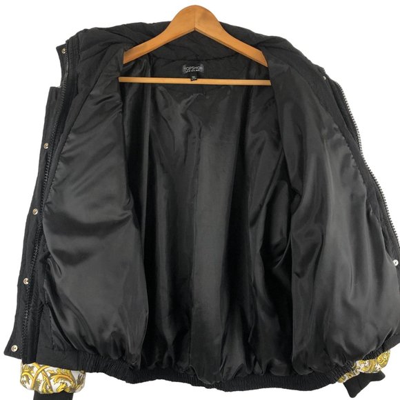 Topshop Women's Size 10 Yellow White Black Tiger Print Chain Link Puffer Jacket - Picture 7 of 9